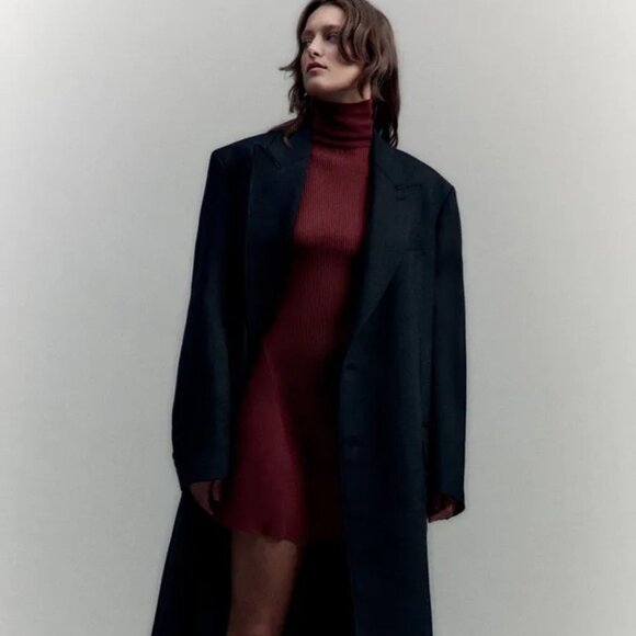 New Zara Women's CUT OUT SHOULDER SKATER DRESS DARK BORDEAUX - Picture 7 of 11